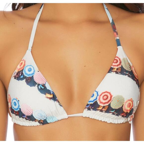 Splendid by Gray Malin Red Umbrella Reversible Swim Bikini Top Swim XS NWT - Picture 1 of 6